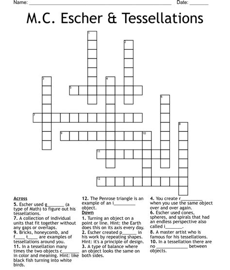 Click the answer to find similar crossword clues. . Tessellations crossword